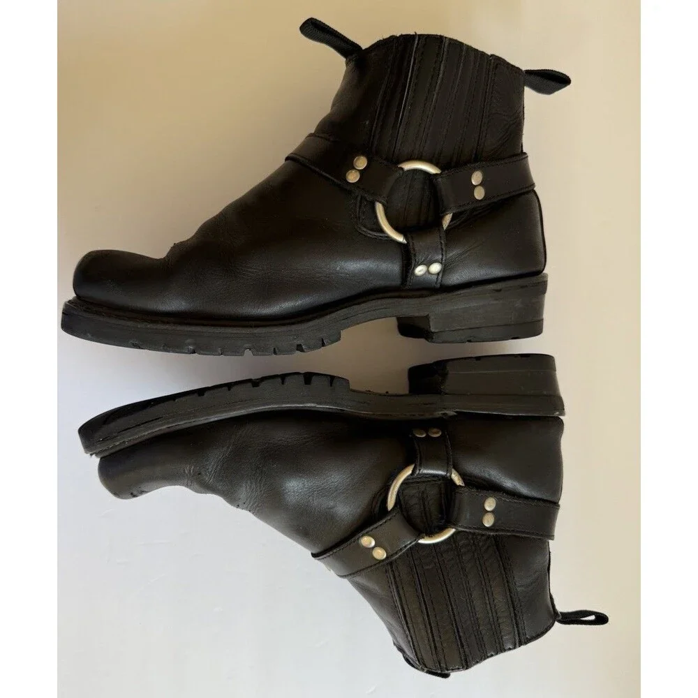 Xelement Leather Harness Ankle Boots Men’s 10.5M Black Biker Motorcycle - Picture 4 of 6
